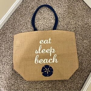 NWOT Large “Eat Sleep Beach” Beach Bag